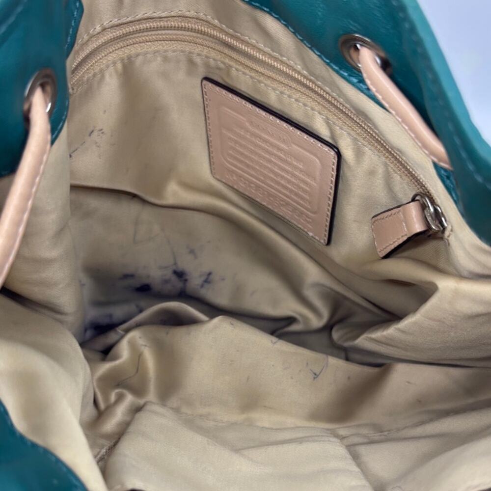Coach Navy and Green Leather Shoulder Bag - Picture 3 of 6